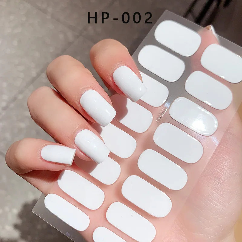 Nude Pink French Semi-Cured Gel Nail Patch Slider Adhesive Waterproof Long Lasting Full Cover Gel Nail Sticker UV Lamp Needed *^ (ONLINE ORDER ONLY)