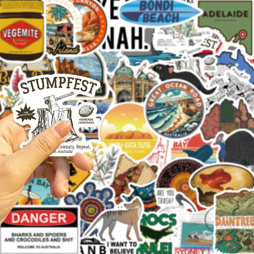50PCS Travel City Australia Landscape Stickers Decal DIY Phone Laptop Guitar Stationery Scrapbook Skateboard Toy Sticker (ONLINE ORDER ONLY)