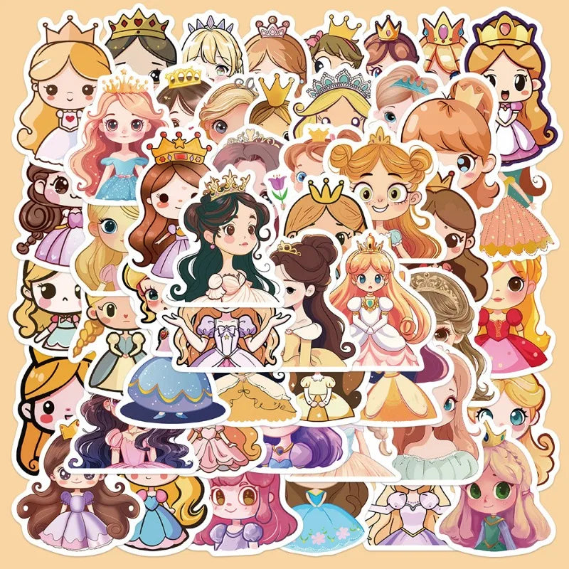 50pcs Princess Skirt Graffiti Stickers for Helmet, Wall, DIY Decoration Wholesale (Online Order Only)
