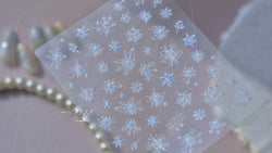 Flying Snowflakes Cold Winter Geometric Hexagon Star Romantic Adhesive Nail Art Stickers Embossment Rhinestone Manicure Decals (ONLINE ORDER ONLY)