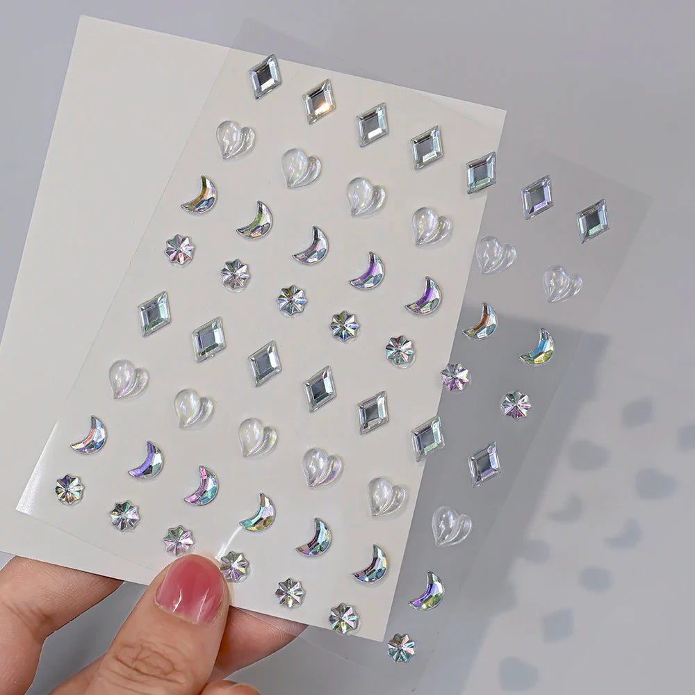 1pc Star-Shaped Rhinestone Sticker Sparkling Acrylic Rhinestone Face Decals Butterfly & Floral Designs for Party/Stage/Festivals (ONLINE ORDER ONLY)
