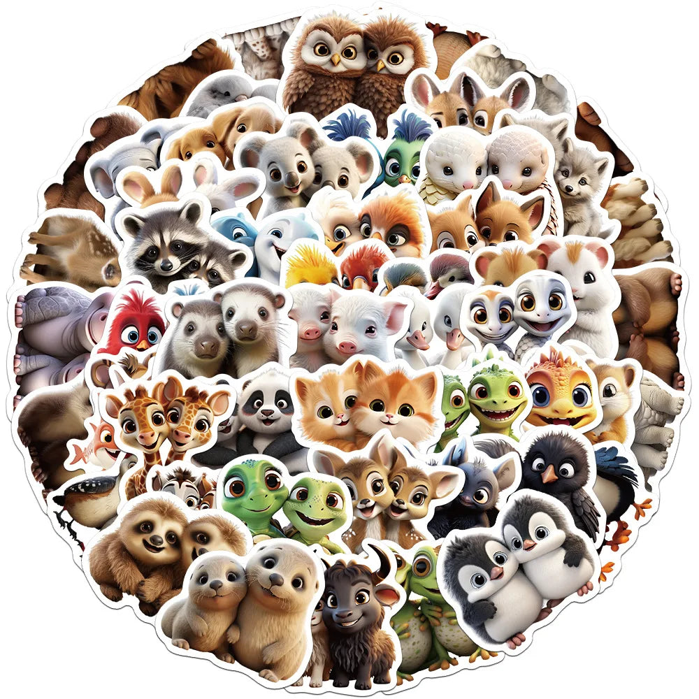 Cute Cartoon Animal Stickers for Snowboard, Laptop, Luggage, Car, Fridge, DIY Vinyl (10/30/55 Pcs) (ONLINE ORDER ONLY)