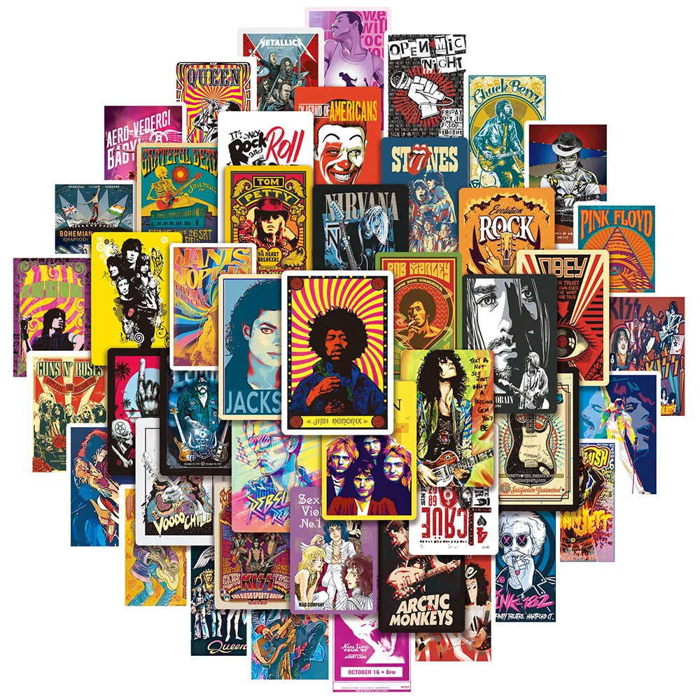 10/50 Print Music Album Covers Stickers Aesthetic Singer Poster Sticker for Laptop Luggage Guitar Skateboard Helmet Art Decals (ONLINE ORDER ONLY)