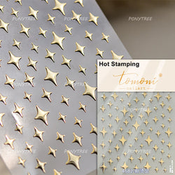 Punk Star Shiny Laser Five-pointed Star White Black Pink Hollow Out Delicate Sparkle Adhesive Nail Art Stickers Manicure Decals (ONLINE ORDER ONLY)
