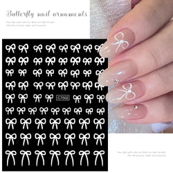 6pcs/Set Lovely Line Bowknot Nail Sticker Gold Silver Black White Pink Red Bow Tie Mini Bowknot 3D Self Adhesive Manicure Decals (ONLINE ORDER ONLY)
