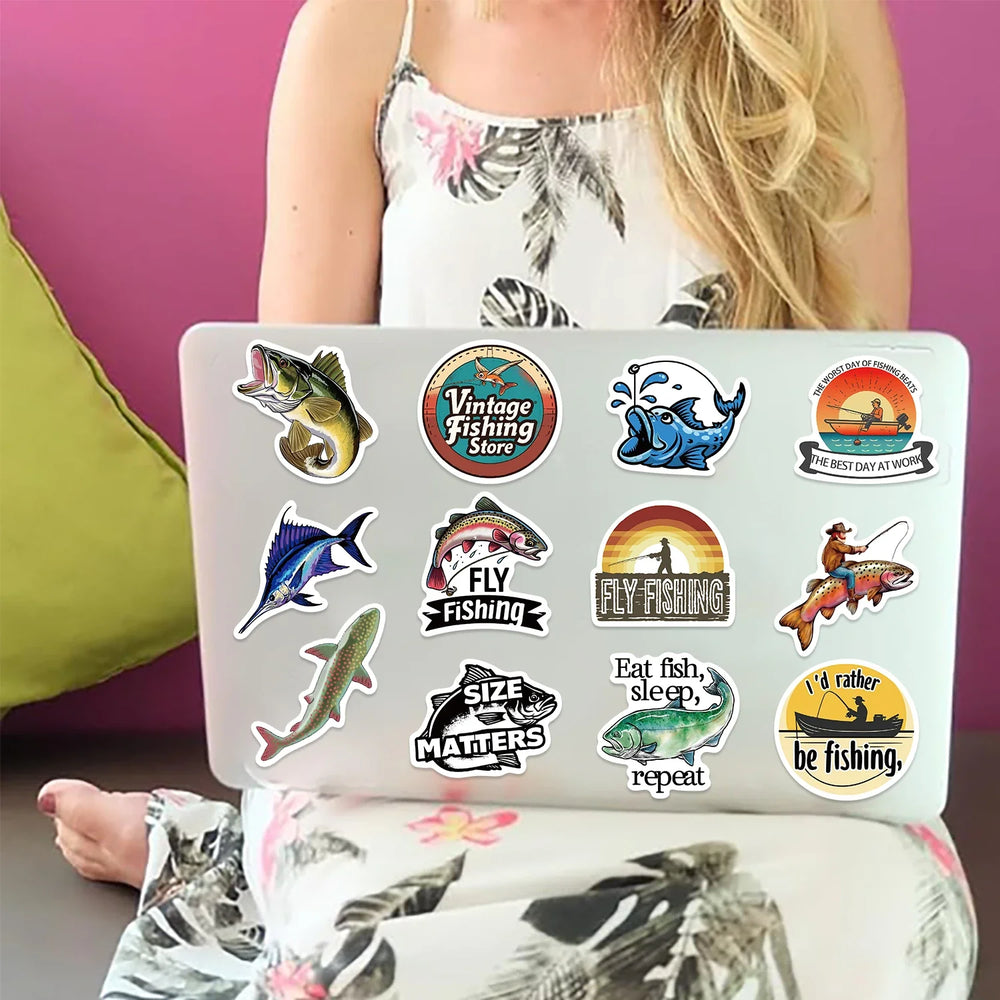 50PCS Cute Fish Animals Graffiti Stickers Skateboard Phone Laptop Waterproof Cool Cartoon DIY Sticker Decals Toy (Online Order Only)