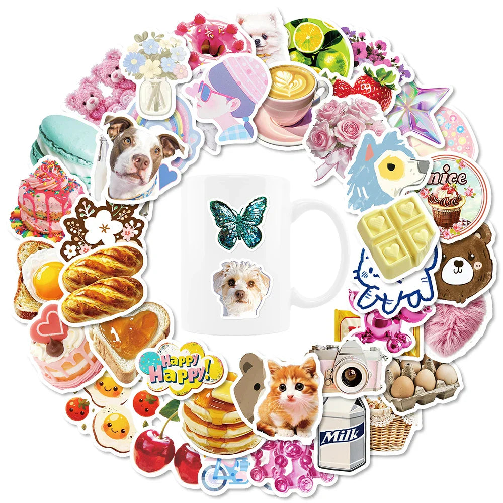 Kawaii Cartoon Cat Stickers Cute Vsco Decals for Skateboard, Fridge, Suitcase, Phone, Bike (ONLINE ORDER ONLY)