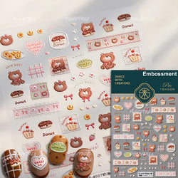 Sweet Dessert Cute Bear Cake Apple Flower Strawberry Jam Lace Line Bear Footprints Adhesive Nail Art Stickers Manicure Decals (ONLINE ORDER ONLY)