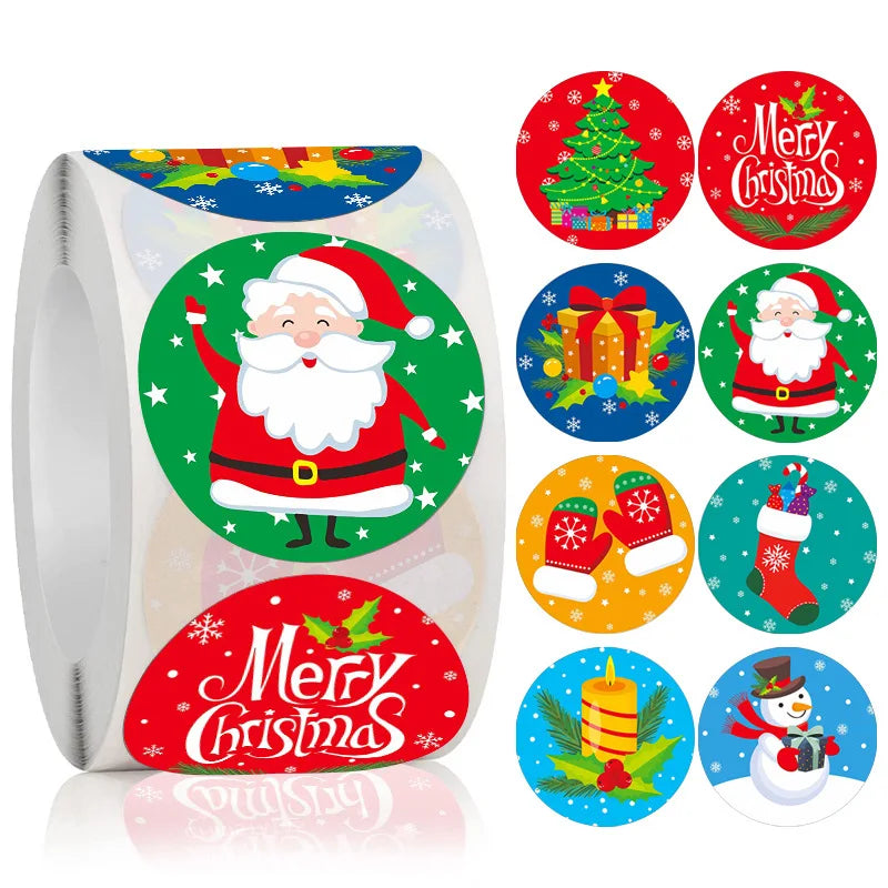 500pcs /1 Roll Christmas Stickers 1inch Snowflakes Holiday Stickers Xmas Gift Label for Envelope Box Gift Decor (Online Order Only)