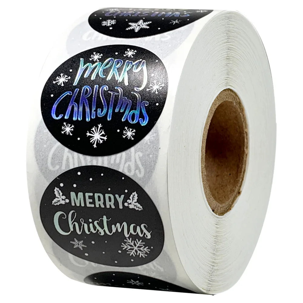 100-500Pcs Merry Christmas Stickers Seal Labels Gold Silver 1 Inch Round Stickers For Handmade Sticker Card Box Package Labels (ONLINE ORDER ONLY)