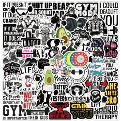 Fitness Motivational Graffiti Stickers for Skateboard, Laptop, Luggage, Car, Phone - Waterproof Decals (10/30/50pcs) (Online Order Only)