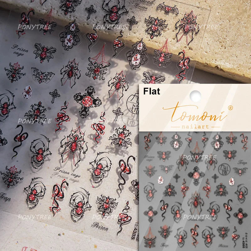 Black White Pearl Lace Butterfly Cross Retro Figure Flower Symmetric Self Adhesive Nail Art Stickers  Manicure Decals Wholesale (ONLINE ORDER ONLY)