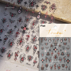 Black White Pearl Lace Butterfly Cross Retro Figure Flower Symmetric Self Adhesive Nail Art Stickers  Manicure Decals Wholesale (ONLINE ORDER ONLY)