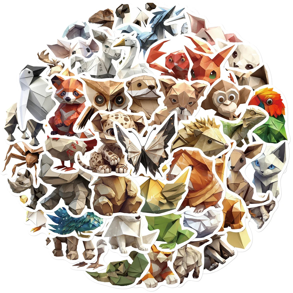 58pcs Origami Aanimal Stickers for Kids Boys Girl Baby Toys Shower Wall Decal For Notebook Water Bottle Luggage Laptop Phone (ONLINE ORDER ONLY)