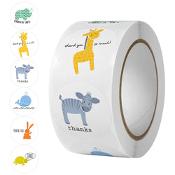 100-500 Pcs 1Inch Gift Cartoon Animal Sealing Thank You Stickers Design Scrapbooking Festival Party Decorations Labels (ONLINE ORDER ONLY)