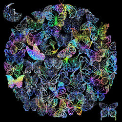 100 PCS/PACK Transparent Butterfly Laser Stickers Holographic Stickers PET Creative Retro Stickers for Laptop,Water bottles,Helm (Online Order Only)