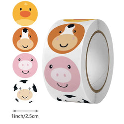 100-500pc Stickers for Children Kids Rolling Animal Roll Stickers Small Cute Toy Game Sticker DIY Gift Sealing Label Decoration (Online Order Only)