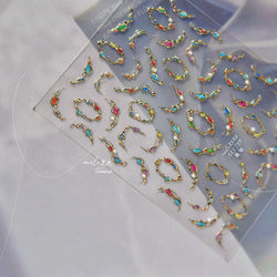French Lines Gemstone Necklace Gilding Light Luxury Pearl Self Adhesive Nail Art Decorations Stickers Manicure Decals Wholesale (ONLINE ORDER ONLY)