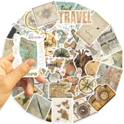 50PCS Travel The Map Stickers Cartoon Graffiti Decoration Skateboard Laptop Notebook Luggage Waterproof Decal Toy (ONLINE ORDER ONLY)