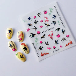 Chic Dragonfly Spider Insect Butterfly 3D Self Adhesive Nail Art Decoration Sticker Heart Puppy Flower Manicure Decal Y2K Flower (ONLINE ORDER ONLY)