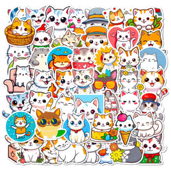 Cute Cartoon Cat Stickers - 10/30/50pcs Waterproof for Kids, Laptop, Notebook, Suitcase, Fridge (Online Order Only)