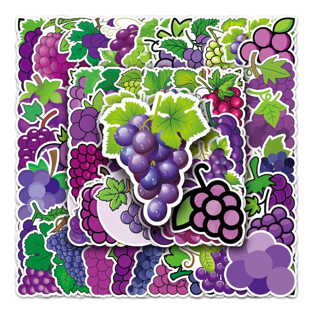 50Pcs Grape Cartoon Waterproof Vinyl Stickers for Skateboard Snowboard (ONLINE ORDER ONLY)