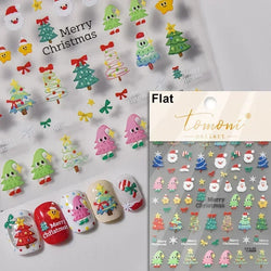 Dressy Embossment Colorful Gradient Snowflakes Laser Silver Christmas Tree Winter Bowknot Santa Nail Art Stickers Manicure Decal (Online Order Only)