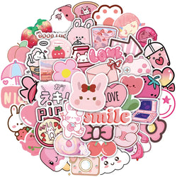 Cute Pink Cartoon Girl Stickers for Laptop, Phone, Luggage, Fridge, Bike, Guitar - 10/30/62pcs (ONLINE ORDER ONLY)