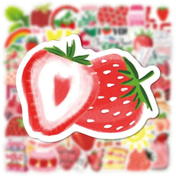 Cute Strawberry Dessert Cartoon Stickers for Phone Laptop Luggage Skateboard - 10/30/50PCS (Online Order Only)