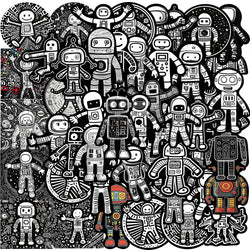 Astronaut Robot Stickers Pack - Waterproof, Laptop, Skateboard, Phone, Car (Online Order Only)