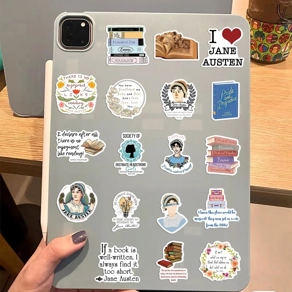 50pcs Novelist Jane Austen Stickers For Scrapbook Phone Laptop Suitcase Guitar Stationery Car Graffiti Sticker Novel Decals DIY (ONLINE ORDER ONLY)