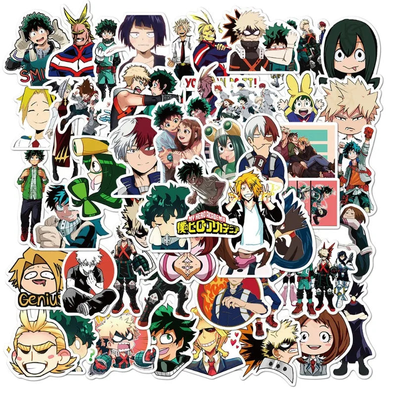50pcs My Hero Academia Stickers for Luggage, Water Bottles, Phones, Laptops, Cars, Scooters, Fridges (ONLINE ORDER ONLY)