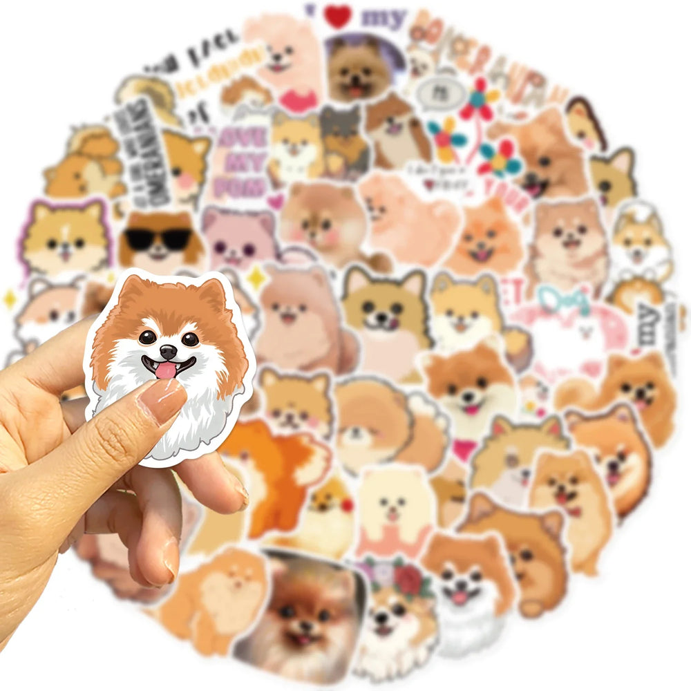 50PCS Cartoon Cute Pomeranian Stickers Dog Creative Personality Graffiti Waterproof Sticker For Suitcase Refrigerator Skateboard (ONLINE ORDER ONLY)