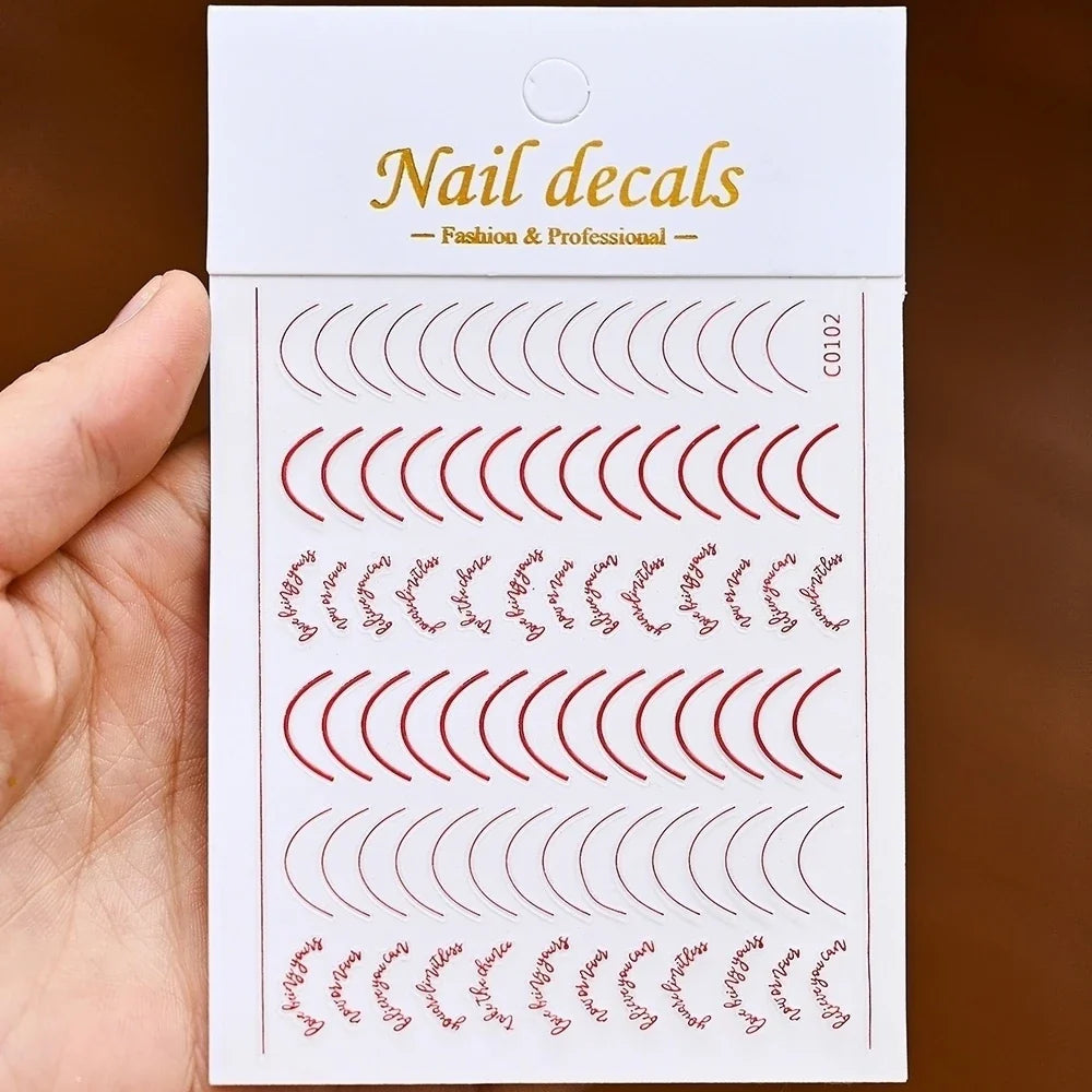 1PC Heart Love Design 3D Nail Art Sticker English Letter Self-Adhesive Slider Valentine's Day DIY Manicure Tips Accessories Tool (ONLINE ORDER ONLY)
