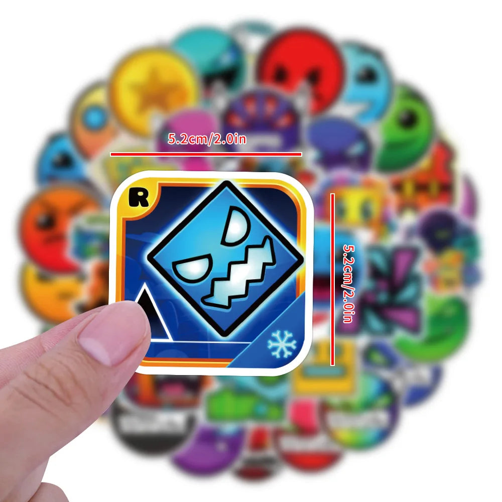 10/30/50PCS Geometry Dash Stickers Funny Jumping Game Sticker Scrapbook DIY Laptop Guitar Car Bike Skateboard Graffiti Decals (Online Order Only)