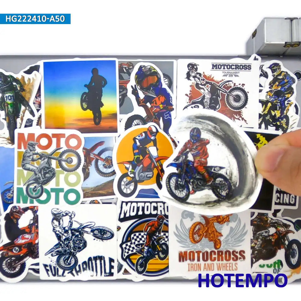 50Pieces Mountain Motocross Motorcycle Sports Dirt Bike Waterproof Stickers for Skateboard Phone Laptop Car Helmet Sticker Toys (Online Order Only)