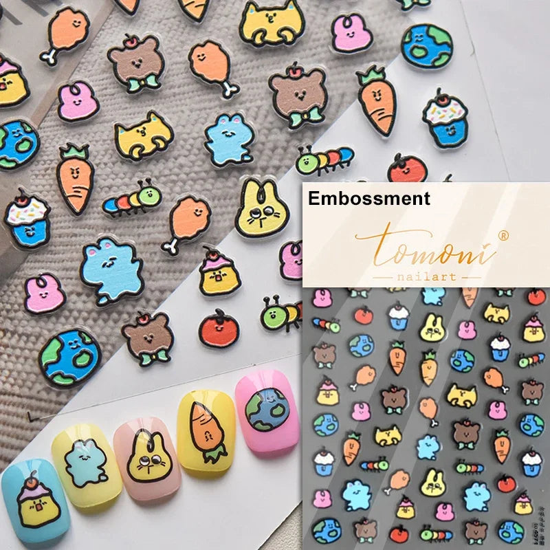 Lovely Dog Puppy Dream Heart Flower Star Pizza Food Sugar Skewers Strawberry Desserts Adhesive Nail Art Stickers Manicure Decals (Online Order Only)