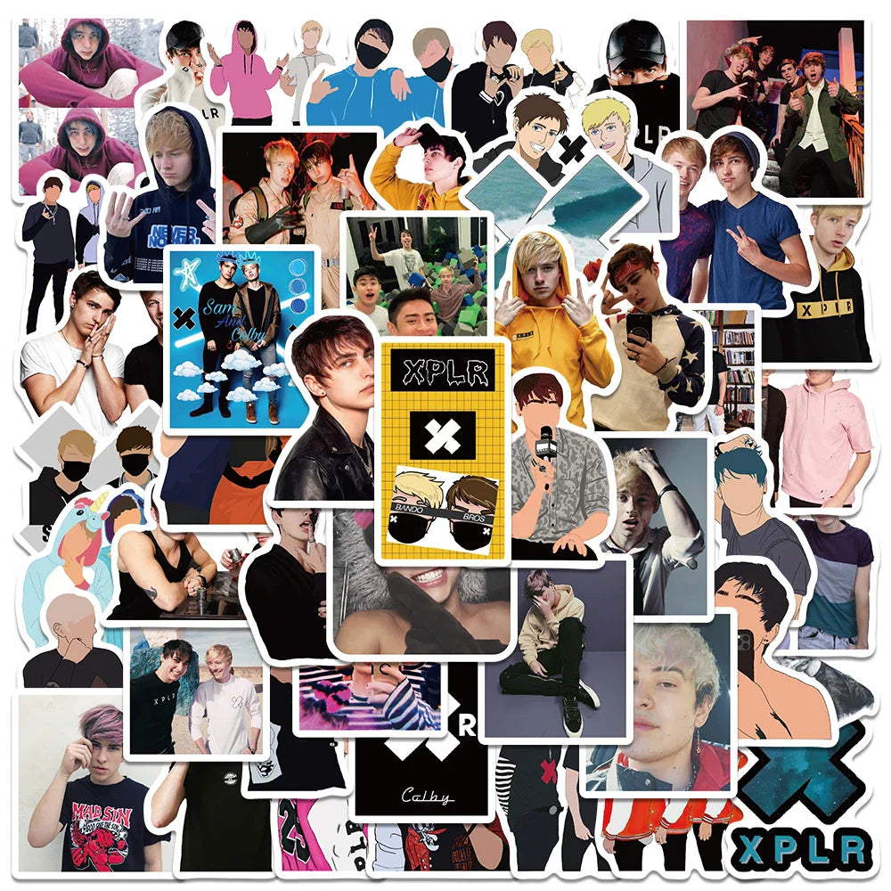 50PCS Sam and Colby Sticker Pack: Waterproof Decals for Bottle, Phone, Notebook, Luggage, Car (Online Order Only)