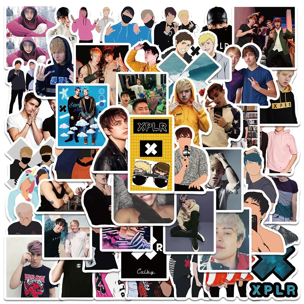 50PCS Sam and Colby Sticker Pack: Waterproof Decals for Bottle, Phone, Notebook, Luggage, Car (Online Order Only)