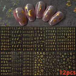 12PCS French Tassel Crescent Moon Arc Self Adhesive Nail Art Sticker 3D French Kiss Crescent Nail Stickers Lines Manicure Decals (ONLINE ORDER ONLY)