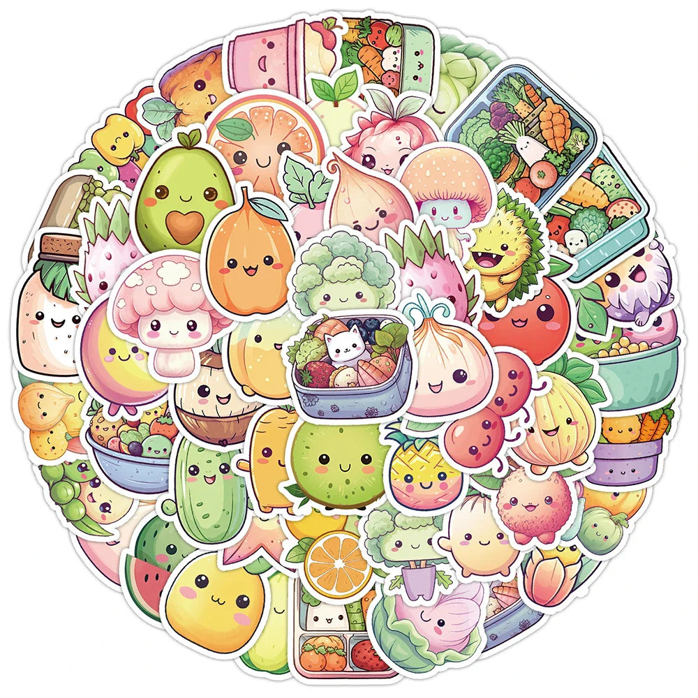 Kawaii Plant Vegetable Cartoon Stickers Decals for Kids - 10/30/50pcs (Online Order Only)