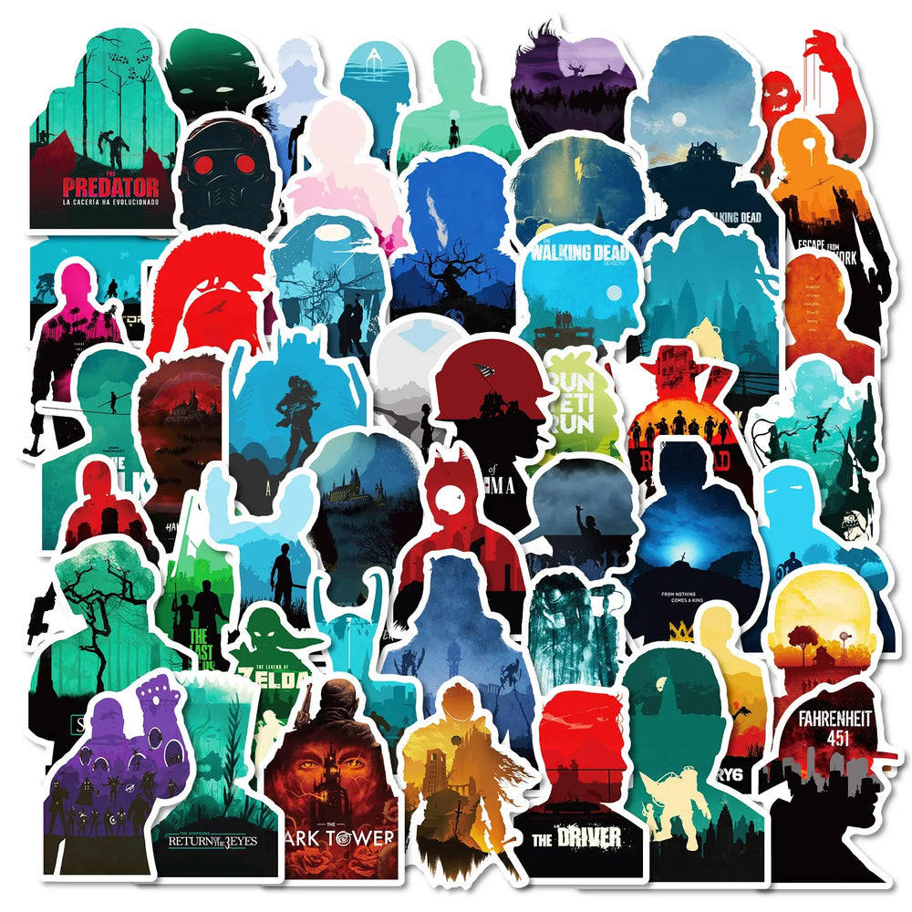 50Pcs Cartoon Landscape Graffiti Stickers for Helmet, Wall, DIY Decor (Online Order Only)
