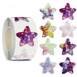 500pcs/roll Holographic Color Star Stickers for Wall Crafts Classroom Teachers Supplies for Kids Reward Foil Star Label Stickers (Online Order Only)