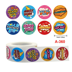500 Pcs/Roll English Cartoon Animal Stickers Teacher Reward Students Stickers Self-adhesive Stationery Stickers (Online Order Only)