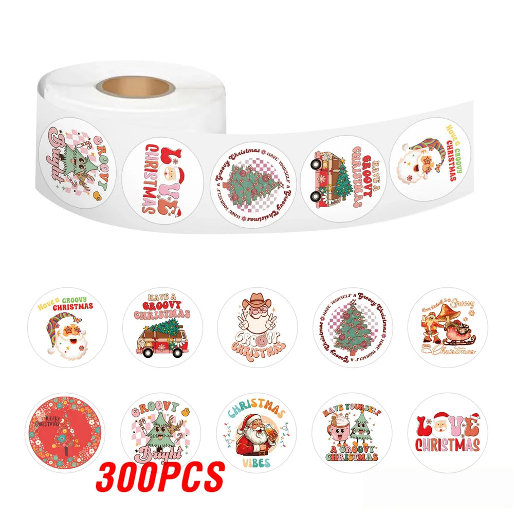100-500pcs Merry Christmas Stickers Cristmas Xmas Party Seal Labels For DIY Gifts Baking Package Envelope Stationery Decor (ONLINE ORDER ONLY)