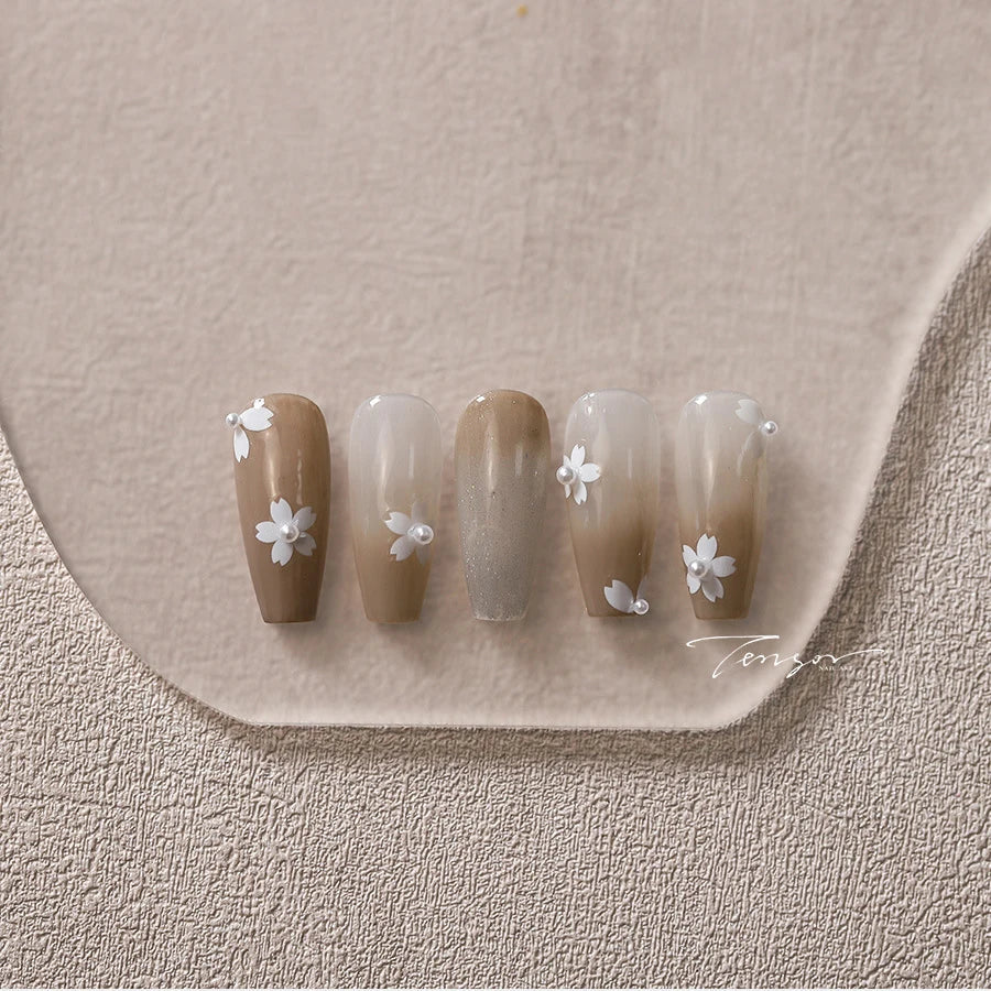 Romantic Cherry Blossom Sakura Flower Petal Leaf Self Adhesive Nail Art Stickers Rhinestone Shiny Flat Petalage Manicure Decals (ONLINE ORDER ONLY)