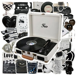 10/30/50pcs Ins Style Black White Simple Cute Stickers Aesthetic Graffiti Decoration Laptop Scrapbook Phone DIY Wall Sticker Toy (Online Order Only)
