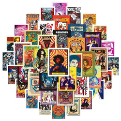 Classic Rock Music Poster Stickers: Guitar, Bass, Suitcase, Skateboard, Phone Decoration (Online Order Only)