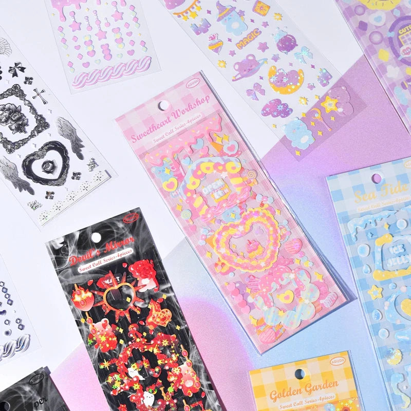 4pcs/set Sweet Cool Bear Call Series Scrapbooking Sticker Korean ins Hand Account Idol Card DIY Deco Material Sticker Stationery (ONLINE ORDER ONLY)