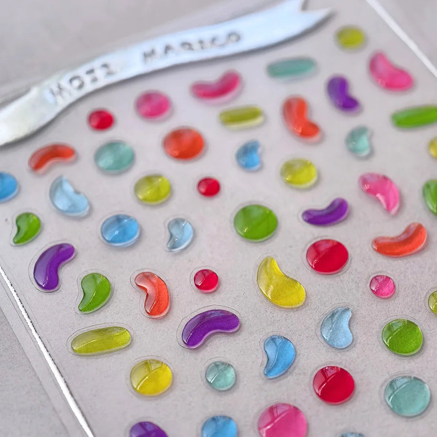 Colourful Graffiti Round Dot Line Water Droplet Cute Comma Geometric Jelly 5D Self Adhesive Nail Art Stickers Manicure Decals (Online Order Only)